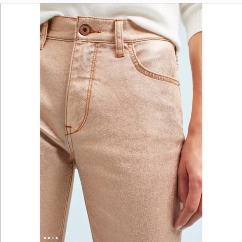 Pilcro Letterpress by Anthropologie Rose Gold High Rise Skinny Jeans sz 26